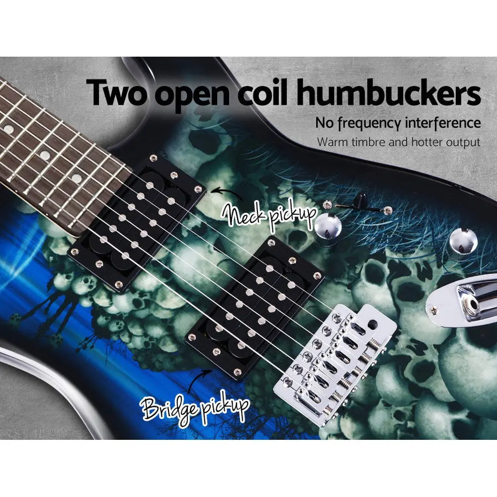 Alpha Electric Guitar Music String Instrument Rock Blue Carry Bag Steel String Deals499