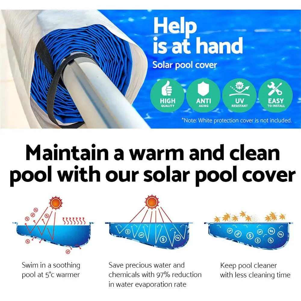 Aquabuddy Solar Swimming Pool Cover Blanket Bubble Roller Adjustable 8 X 4.2M Deals499