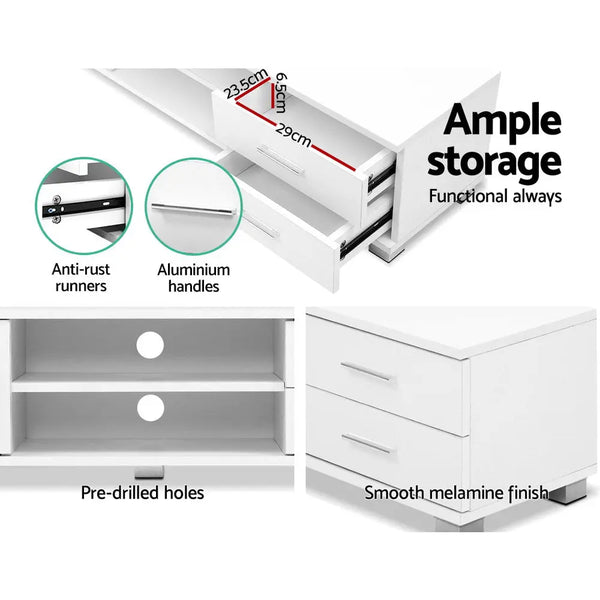 Artiss 120cm TV Stand Entertainment Unit Storage Cabinet Drawers Shelf White Deals499