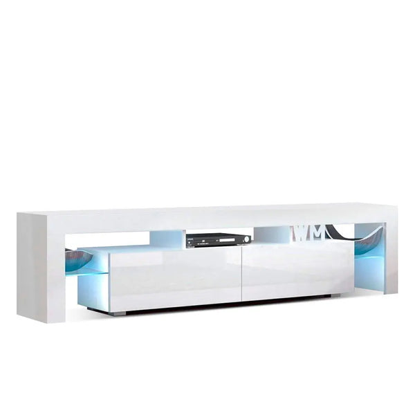 Artiss 189cm RGB LED TV Stand Cabinet Entertainment Unit Gloss Furniture Drawers Tempered Glass Shelf White Deals499