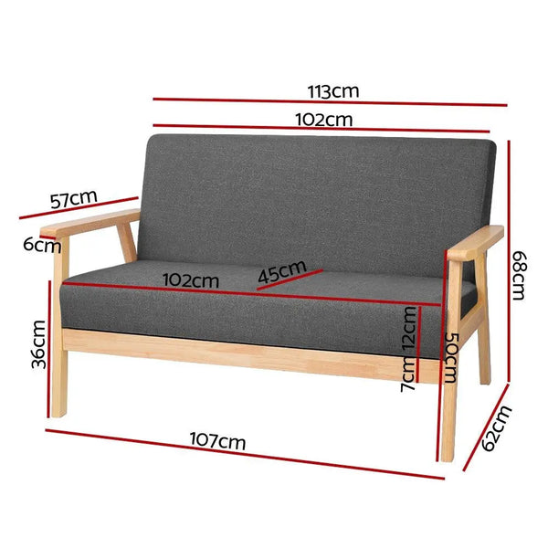 Artiss 2 Seater Fabric Sofa Chair - Grey Deals499