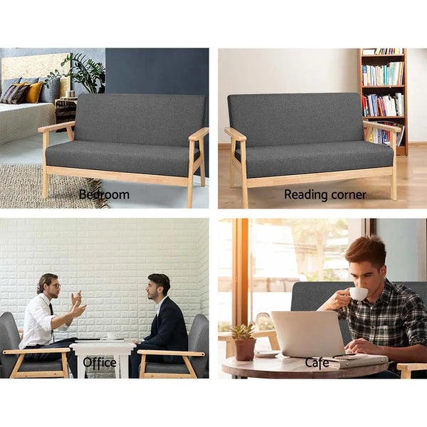 Artiss 2 Seater Fabric Sofa Chair - Grey Deals499