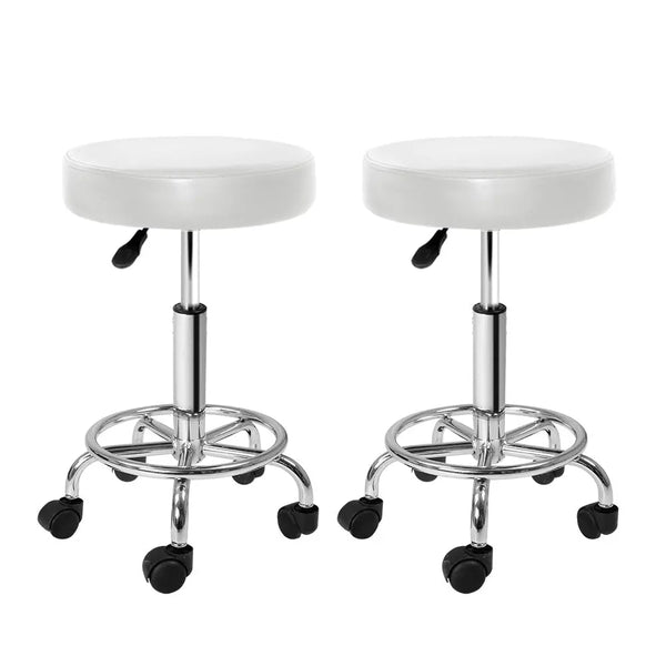 Artiss 2x Salon Stool Round Swivel Chair White from Deals499 at Deals499