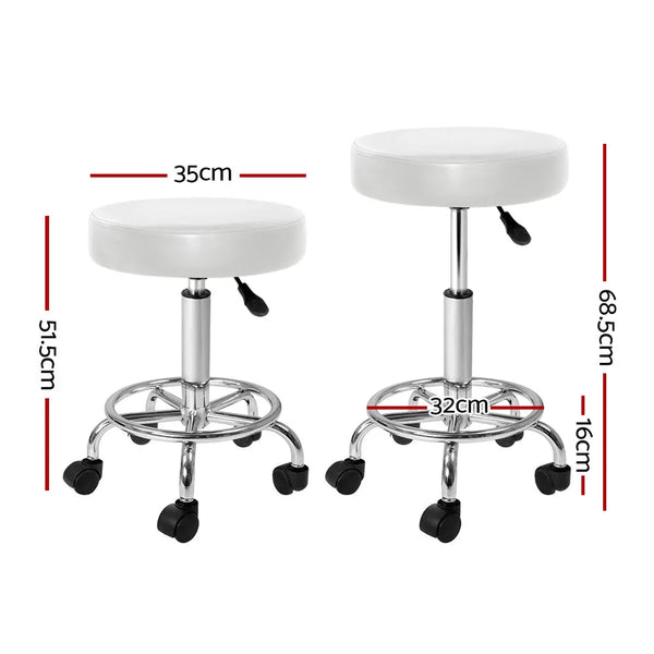 Artiss 2x Salon Stool Round Swivel Chair White from Deals499 at Deals499