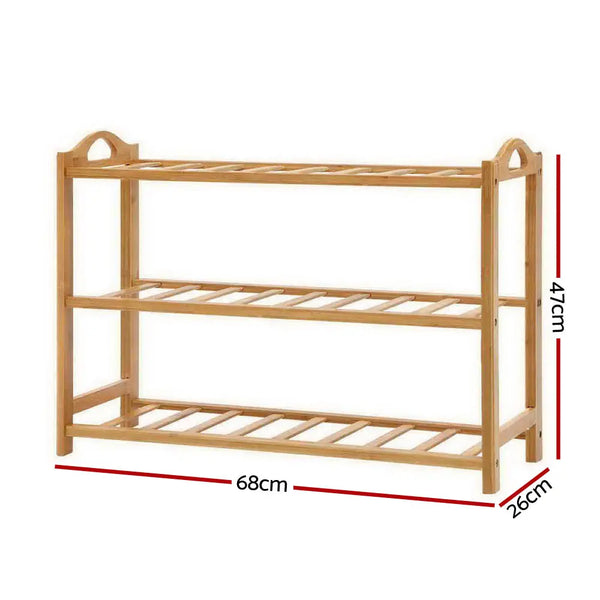 Artiss 3 Tiers Bamboo Shoe Rack Storage Organiser Wooden Shelf Stand Shelves Deals499