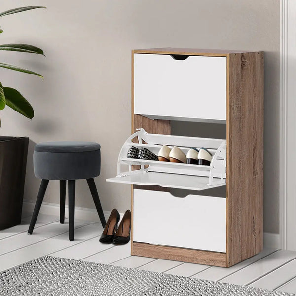Artiss 36 Pairs Shoe Cabinet Rack Organiser Storage Shelf Wooden Deals499