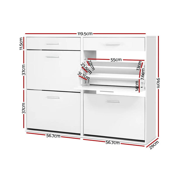Artiss 36 Pairs Shoe Cabinet Rack Organisers Storage Shelf Drawer Cupboard White from Deals499 at Deals499