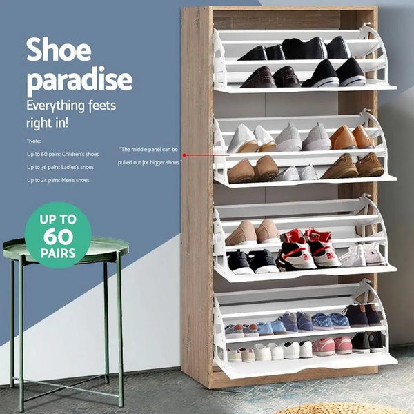 Artiss 48 Pairs Shoe Cabinet Rack Organiser Storage Shelf Wooden Deals499