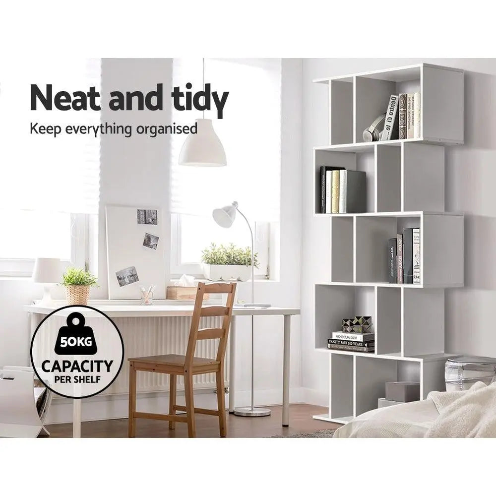 Artiss 5 Tier Bookshelf Display Shelf CD Cabinet Bookcase Stand Storage White Deals499