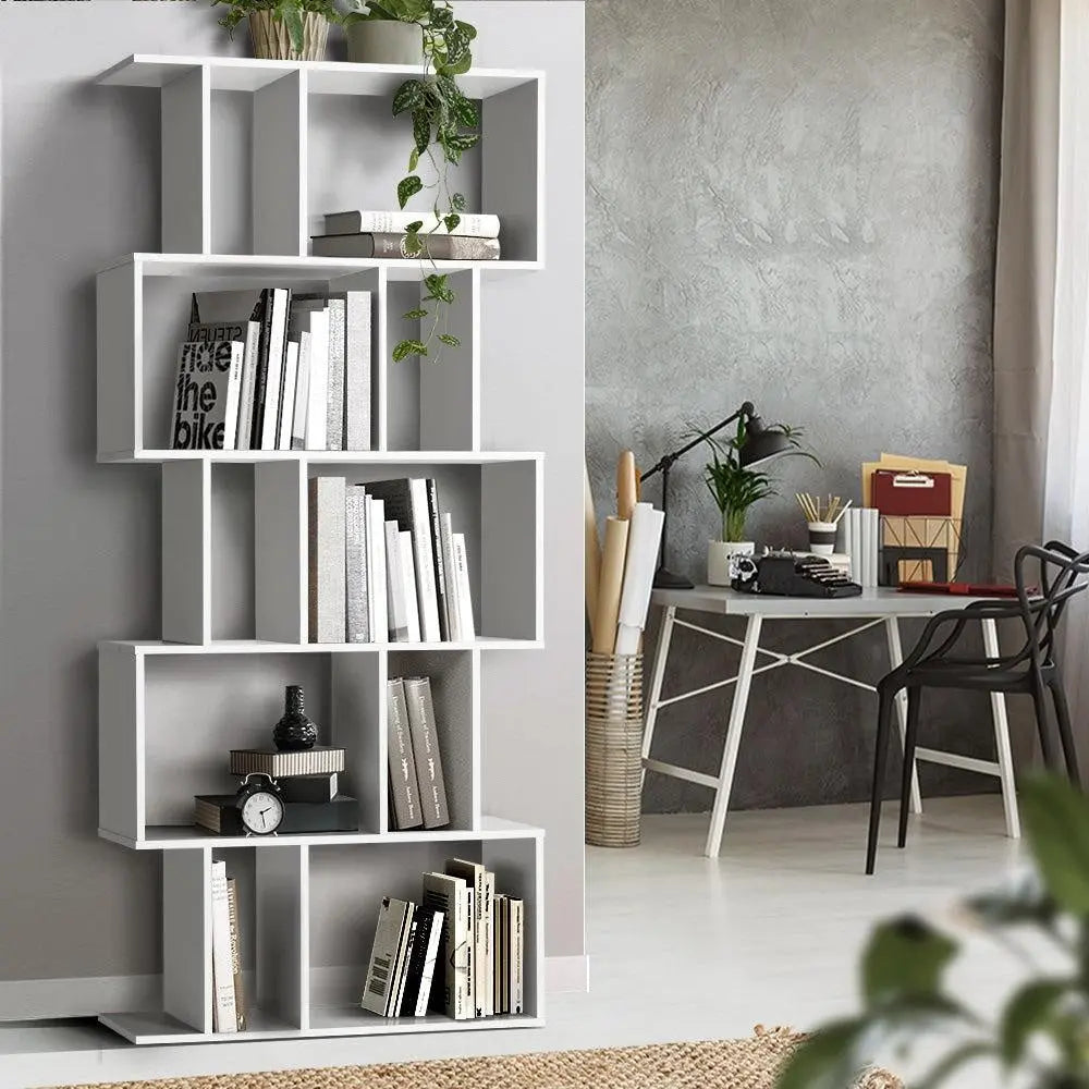 Artiss 5 Tier Bookshelf Display Shelf CD Cabinet Bookcase Stand Storage White Deals499