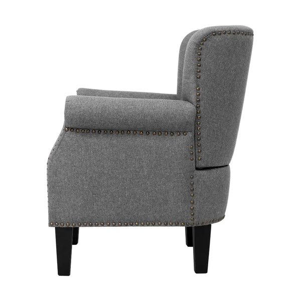 Artiss Armchair Accent Chair Retro Armchairs Lounge Accent Chair Single Sofa Linen Fabric Seat Grey Deals499
