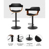 Artiss Bar Stool Curved Gas Lift PU Leather - Black and Wood Deals499