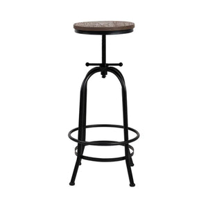 Artiss Bar Stool Industrial Round Seat Wood Metal - Black and Brown Deals499