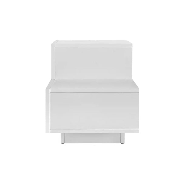 Artiss Bedside Tables 2 Drawers Side Table RGB LED High Gloss Nightstand White Deals499