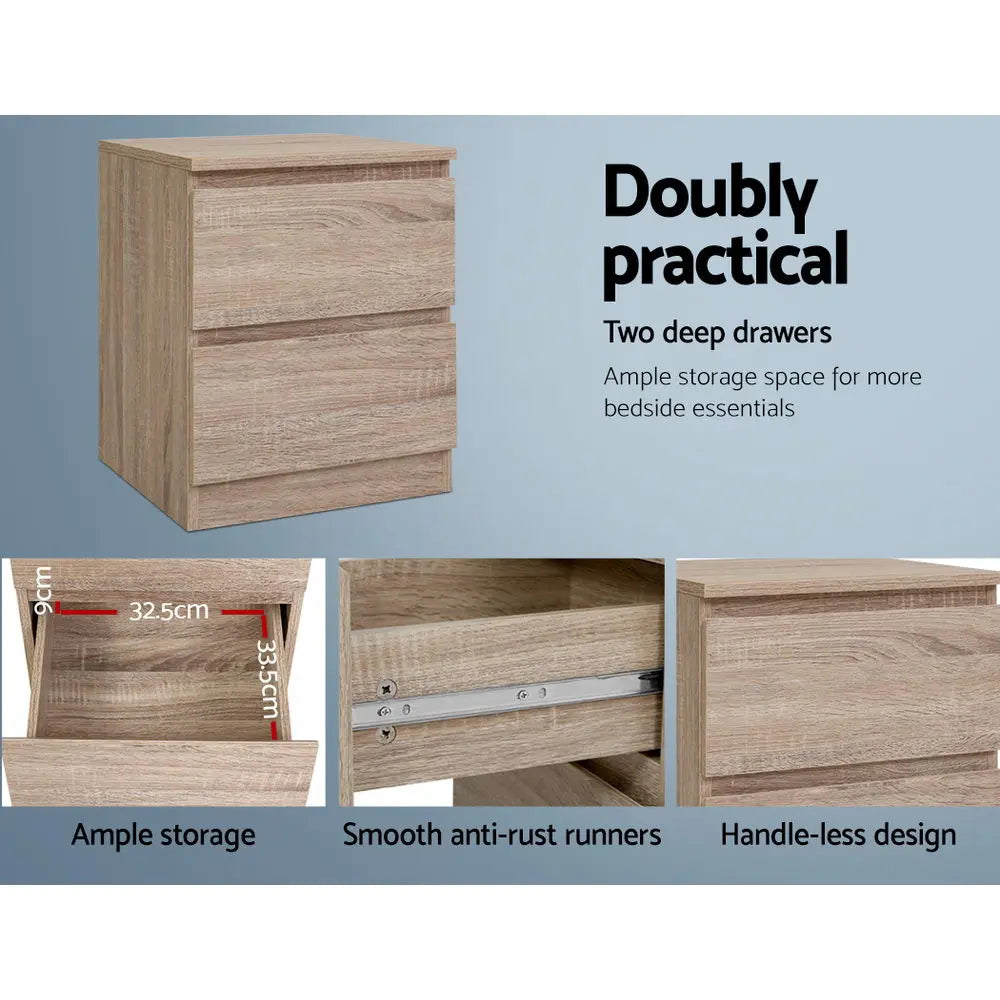 Artiss Bedside Tables Drawers Side Table Bedroom Furniture Nightstand Wood Lamp Deals499