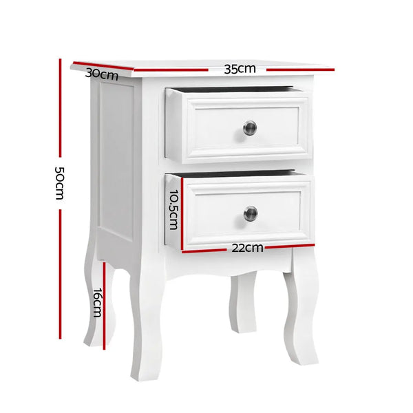 Artiss Bedside Tables Drawers Side Table French Storage Cabinet Nightstand Lamp Deals499