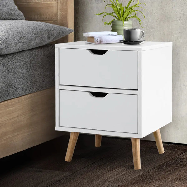 Artiss Bedside Tables Drawers Side Table Nightstand White Storage Cabinet Wood Deals499