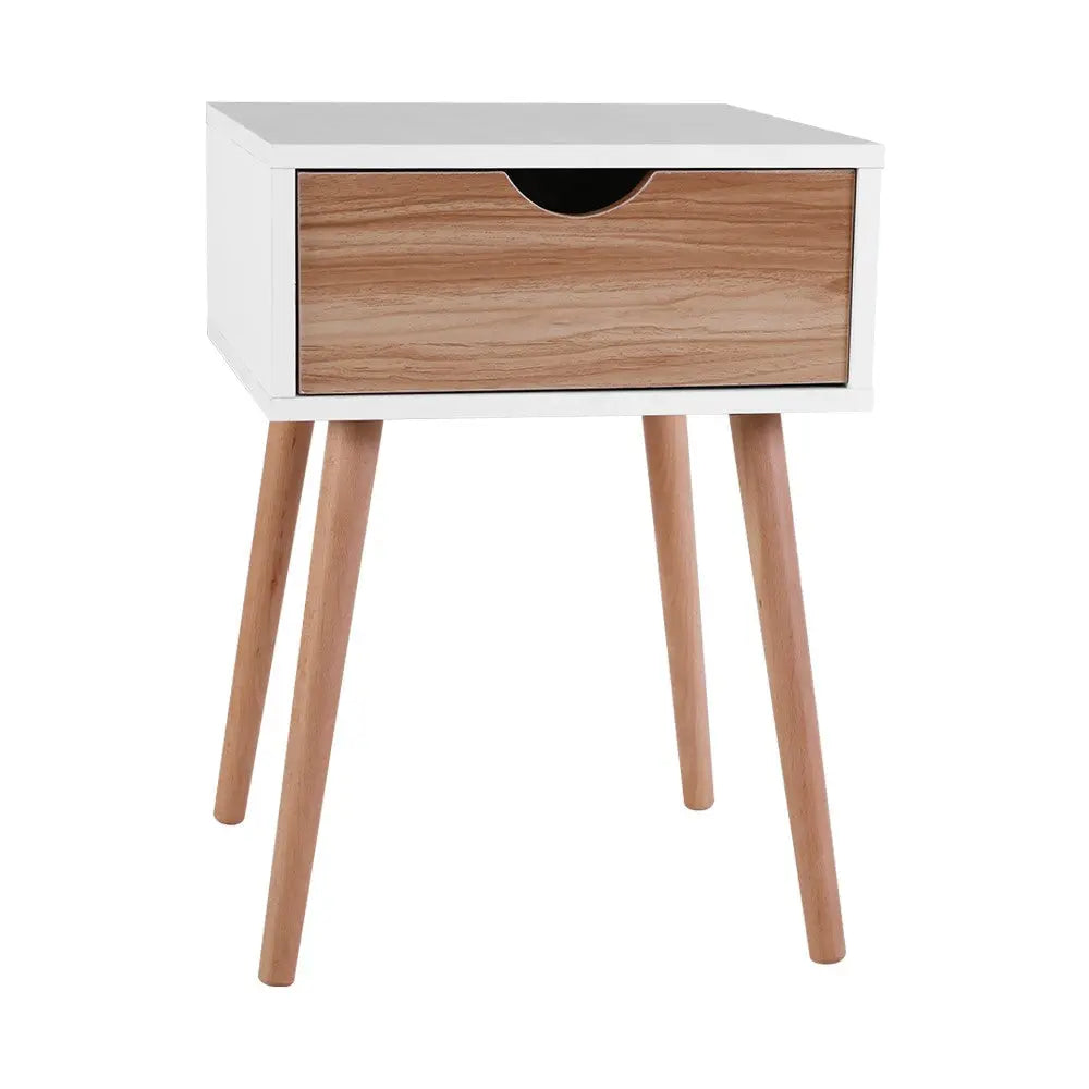 Artiss Bedside Tables Drawers Side Table Storage Cabinet Nightstand Solid Wood Legs Bedroom White Deals499