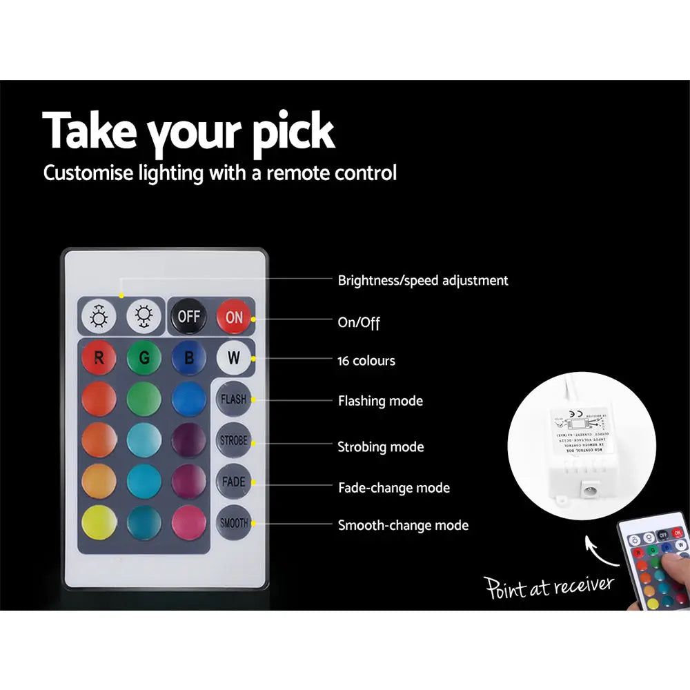 Artiss Bedside Tables Side Table RGB LED Drawers High Gloss Nightstand White Deals499