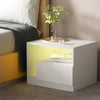 Artiss Bedside Tables Side Table RGB LED Drawers High Gloss Nightstand White Deals499