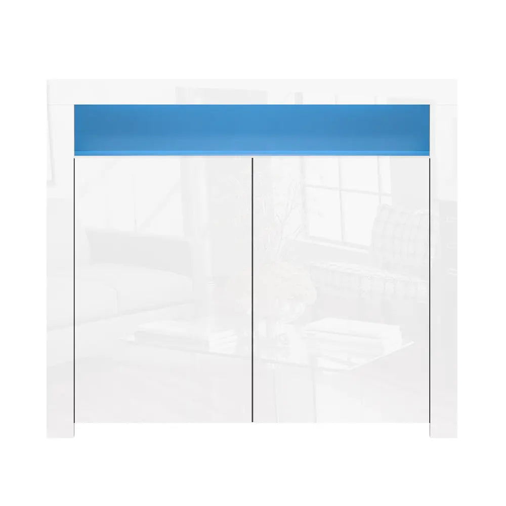 Artiss Buffet Sideboard Cabinet LED High Gloss Storage Cupboard 2 Doors White Deals499