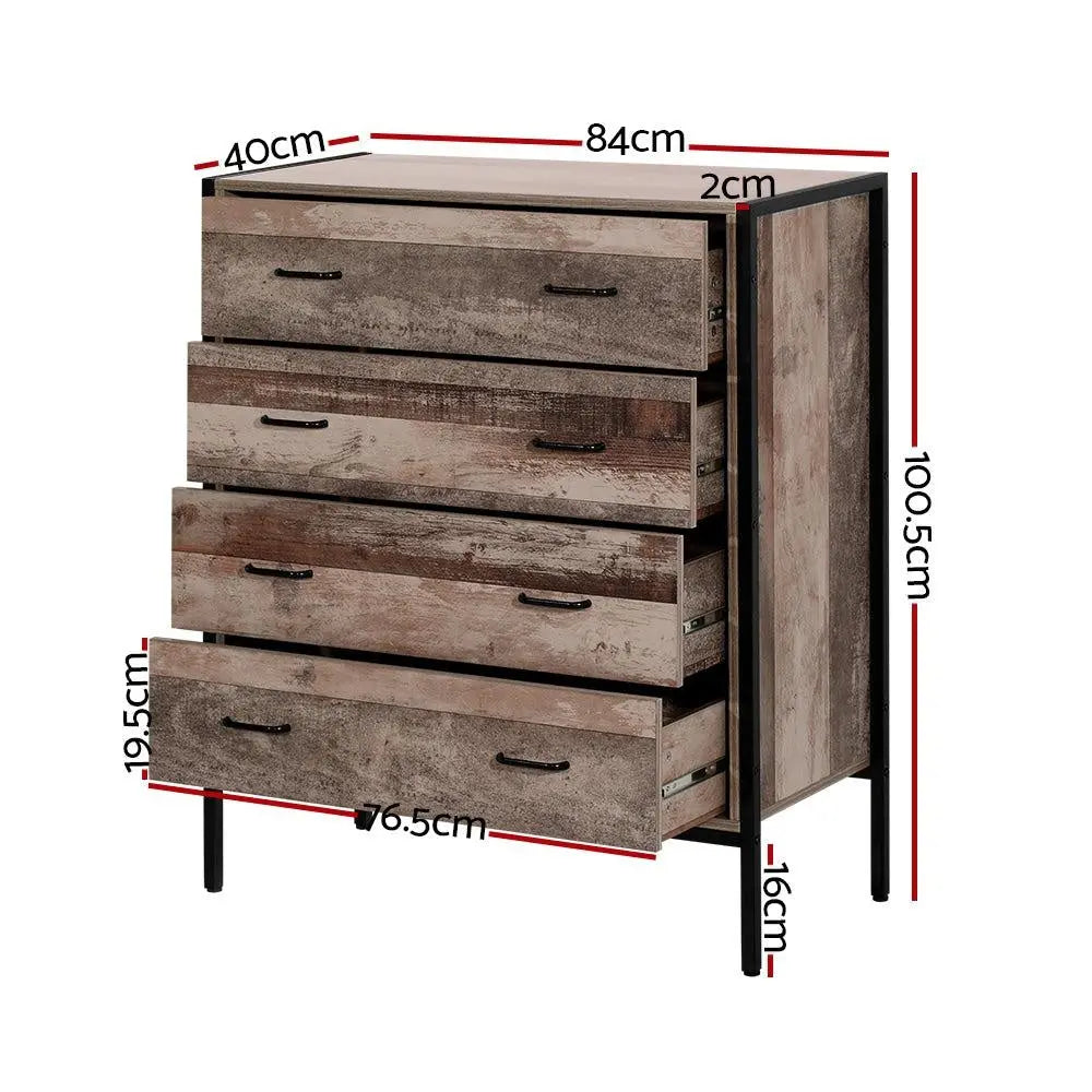 Artiss Chest of Drawers Tallboy Dresser Storage Cabinet Industrial Rustic Deals499