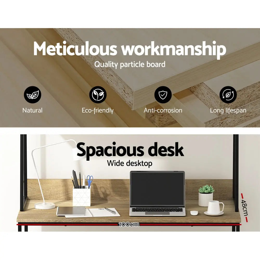 Artiss Computer Desk Office Desks Study Table Workstation Bookshelf Storage Deals499
