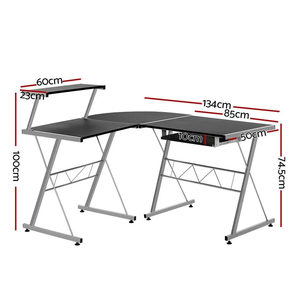 Artiss Corner Metal Pull Out Table Desk - Black Deals499