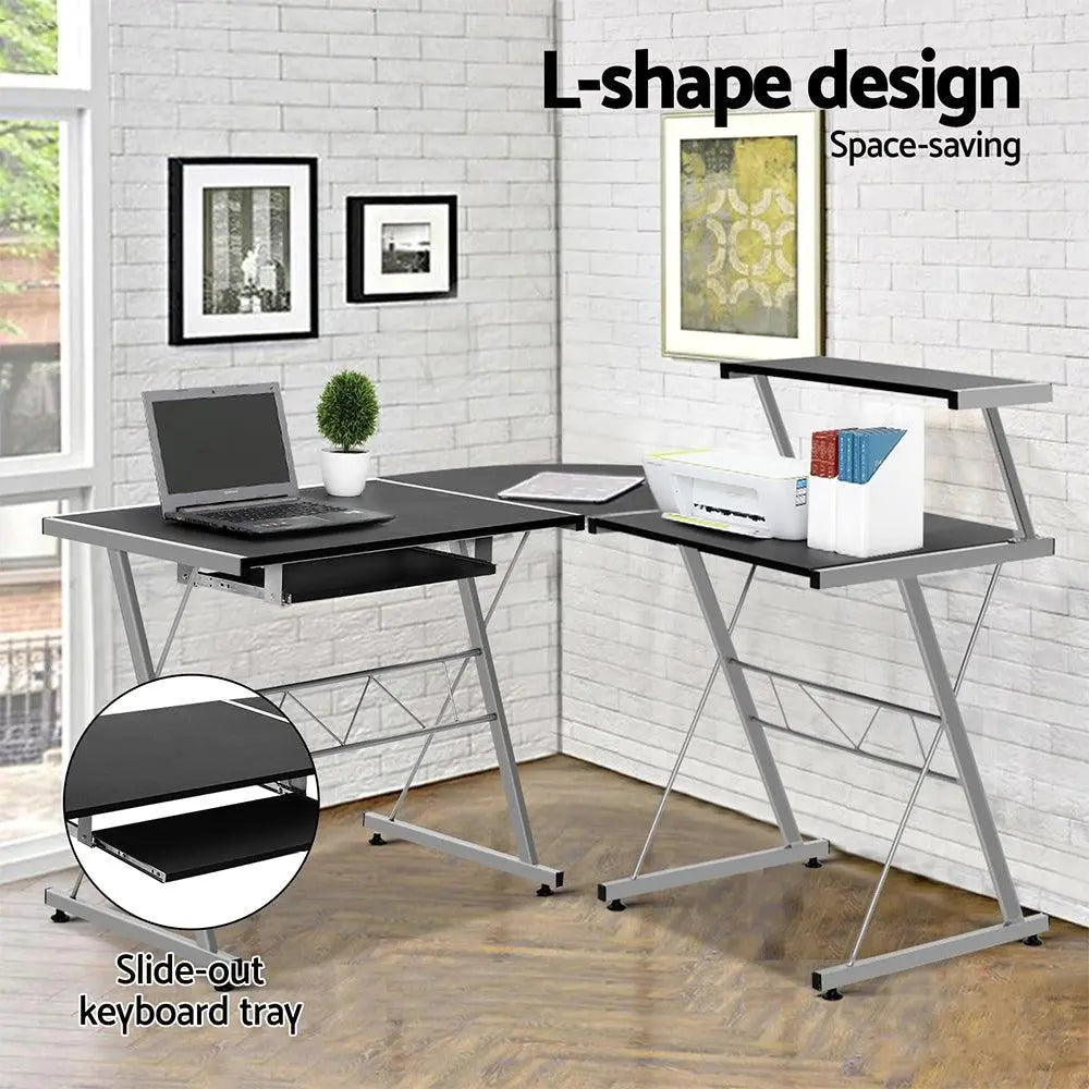 Artiss Corner Metal Pull Out Table Desk - Black Deals499