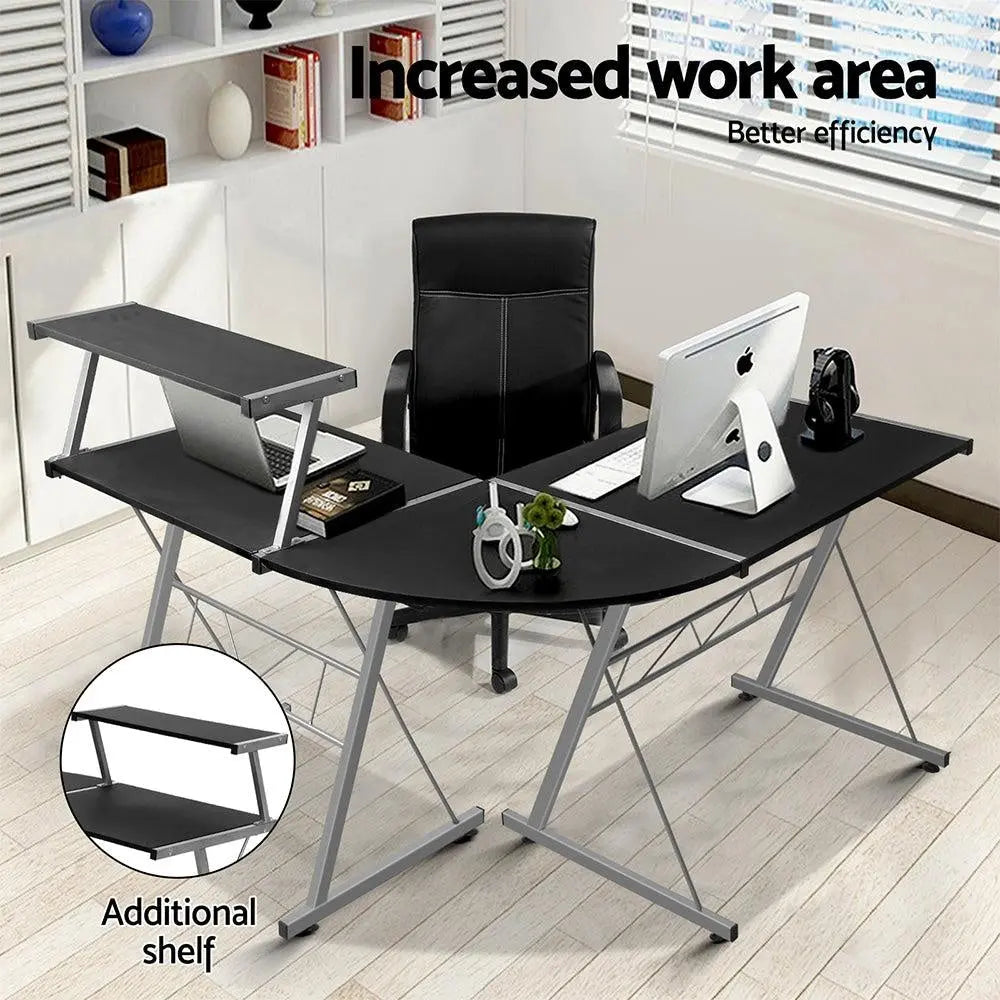 Artiss Corner Metal Pull Out Table Desk - Black Deals499