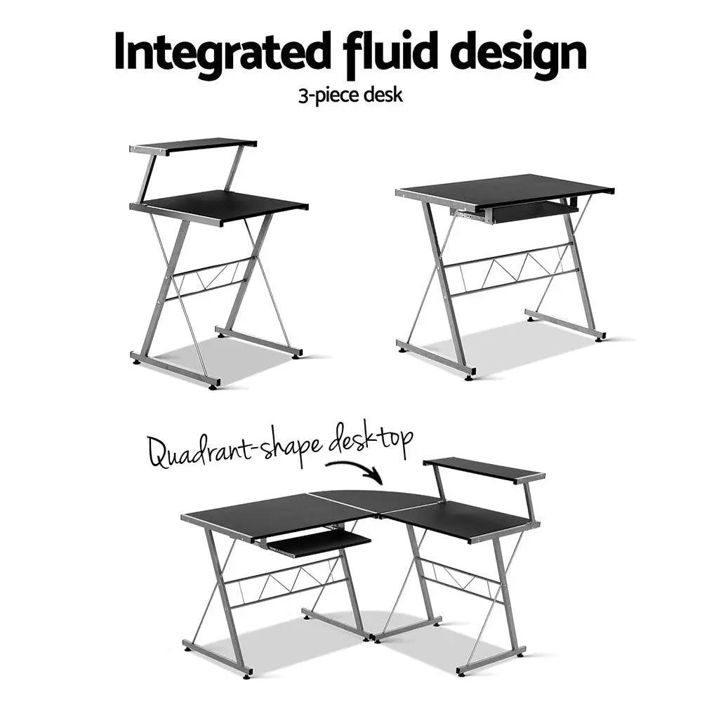 Artiss Corner Metal Pull Out Table Desk - Black Deals499