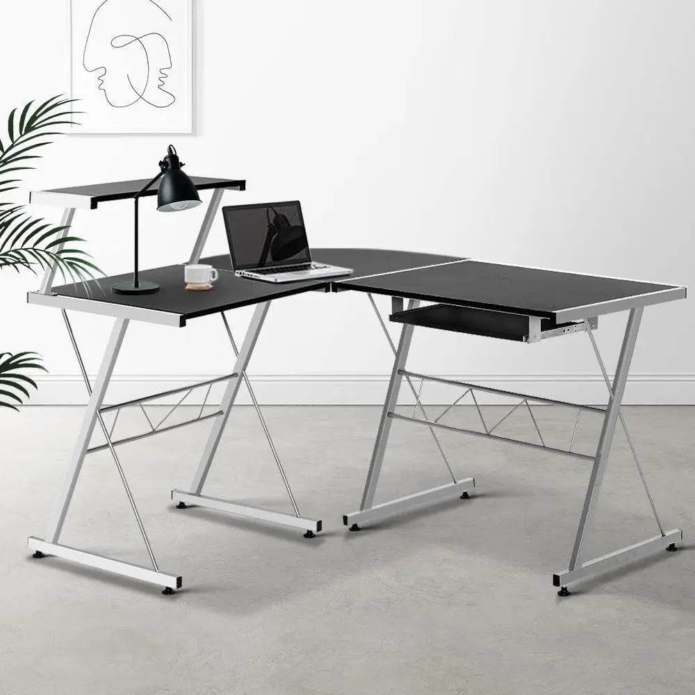 Artiss Corner Metal Pull Out Table Desk - Black Deals499