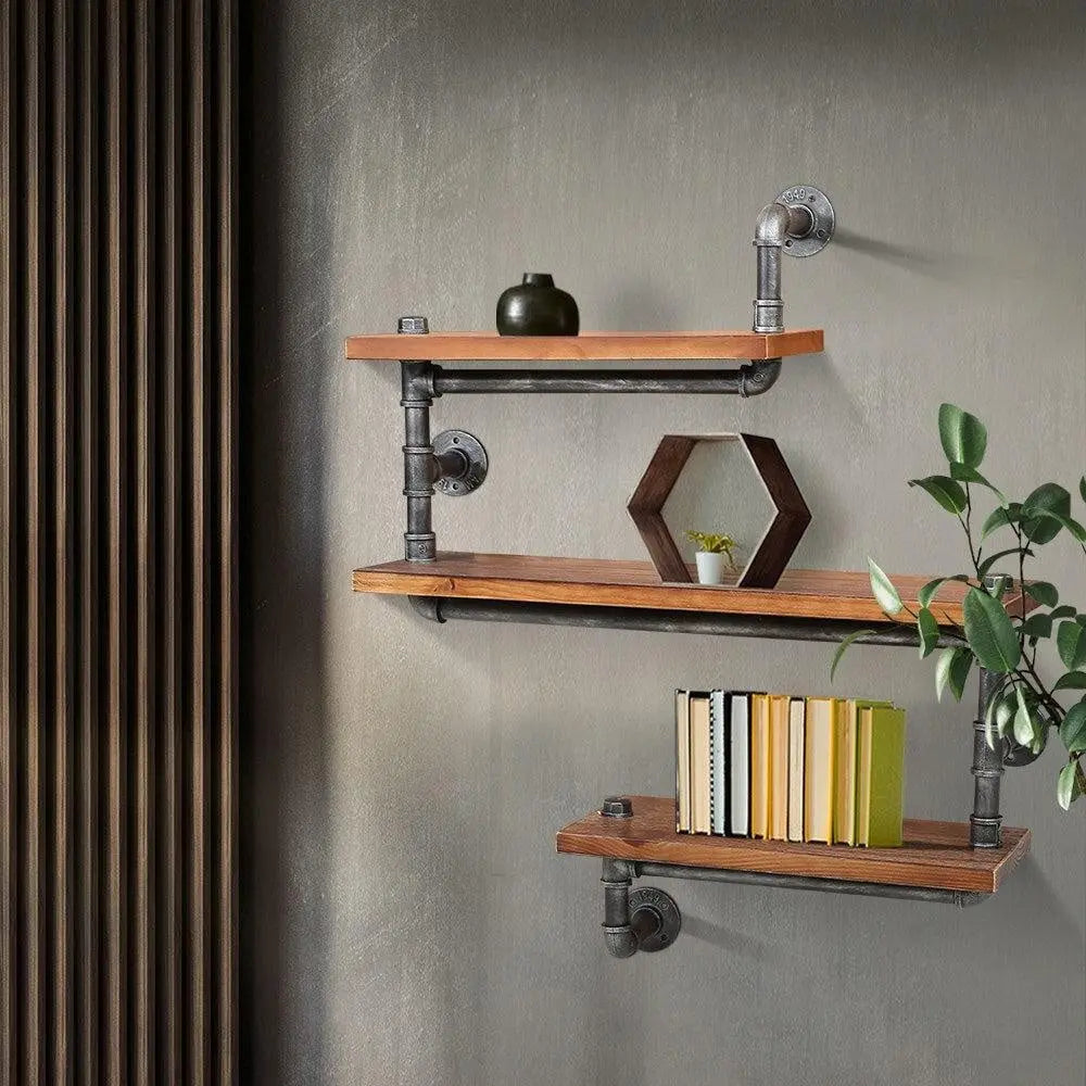 Artiss Display Shelves Rustic Bookshelf Industrial DIY Pipe Shelf Wall Brackets Deals499