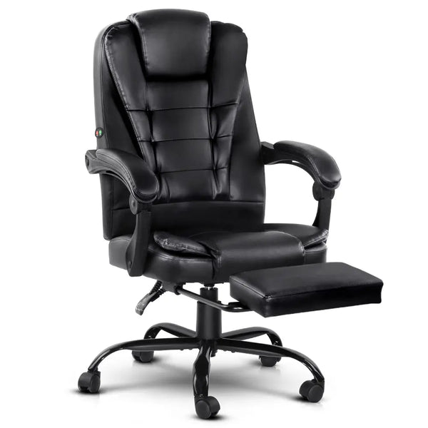 Artiss Electric Massage Office Chairs Recliner Computer Gaming Seat Footrest Black Deals499