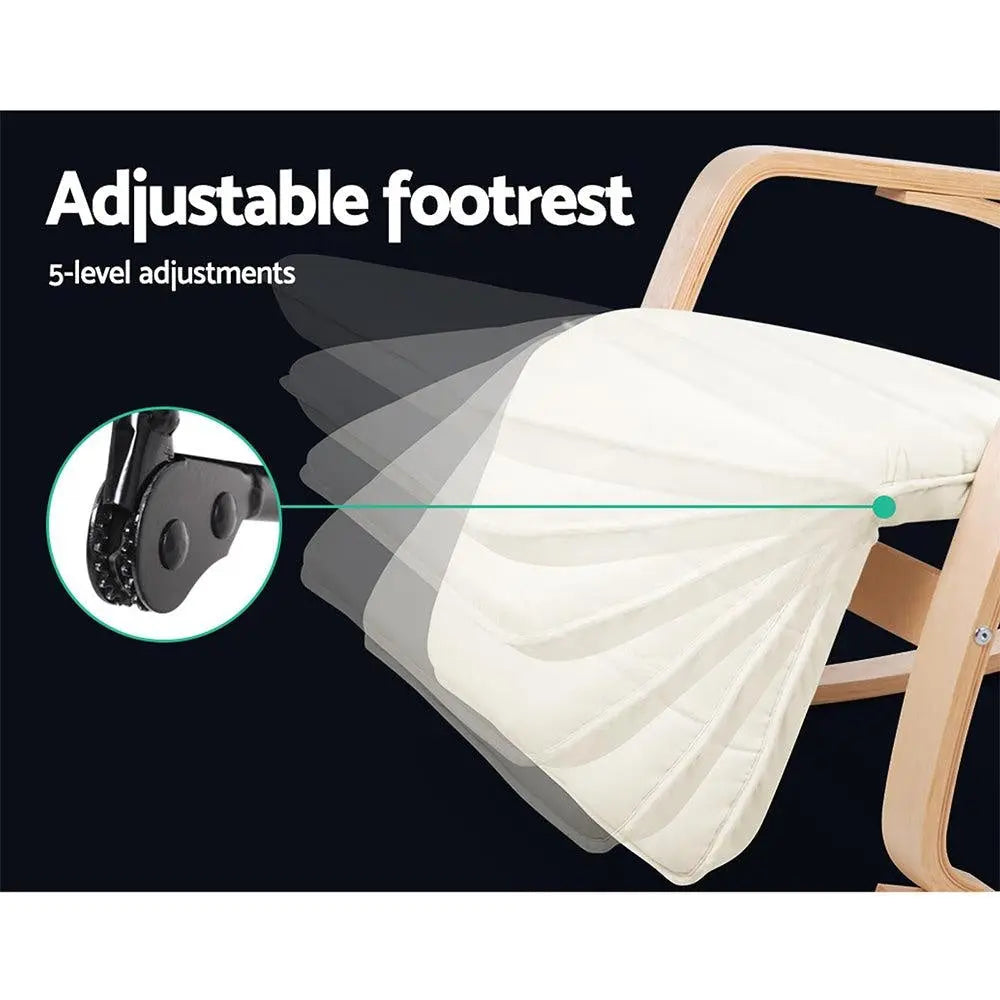 Artiss Fabric Rocking Armchair with Adjustable Footrest - Beige Deals499