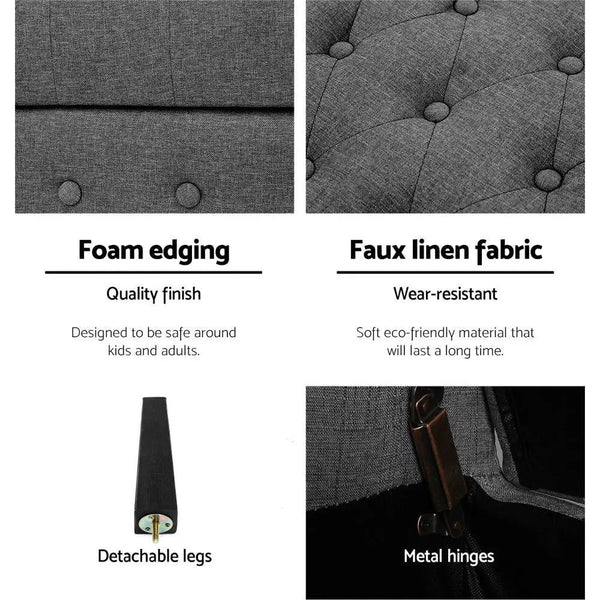 Artiss Fabric Storage Ottoman - Grey Deals499