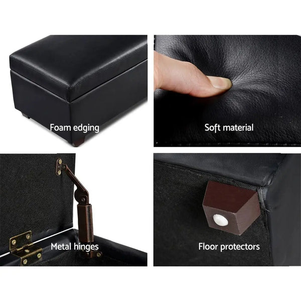Artiss Faux PU Leather Storage Ottoman - Black Deals499