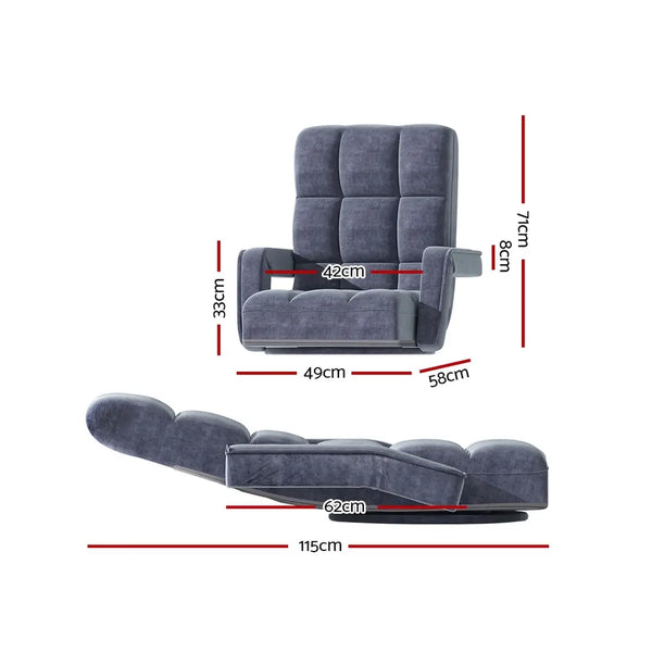 Artiss Floor Sofa Bed Lounge Chair Recliner Chaise Chair Swivel Charcoal Deals499