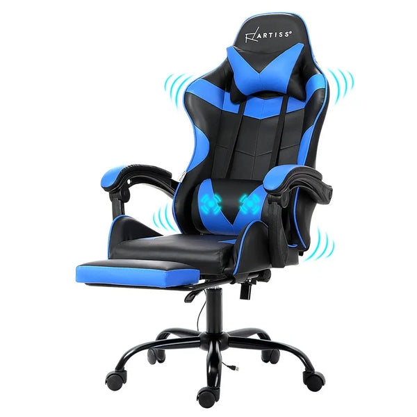 Artiss Gaming Chairs Massage Racing Recliner Leather Office Chair Footrest Deals499