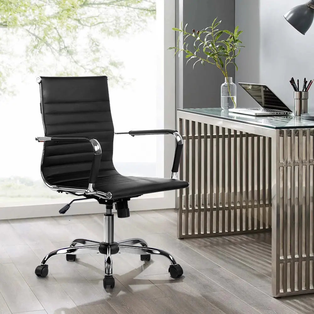 Artiss Gaming Office Chair Computer Desk Chairs Home Work Study Black Mid Back Deals499
