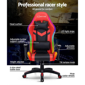 Artiss Gaming Office Chair RGB LED Lights Computer Desk Chair Home Work Chairs Deals499