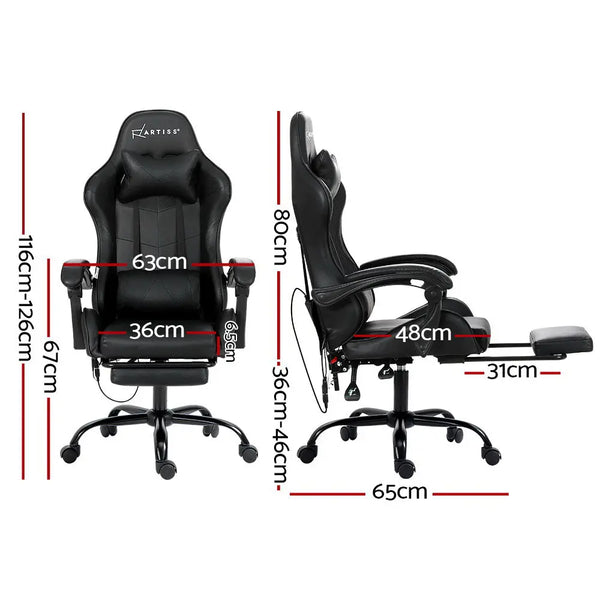 Artiss Gaming Office Chair Racing Massage Computer Seat Footrest Leather Deals499