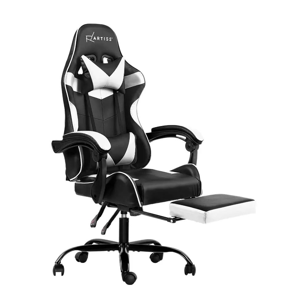 Artiss Gaming Office Chairs Computer Seating Racing Recliner Footrest Black White Deals499