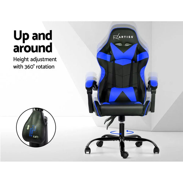 Artiss Gaming Office Chairs Computer Seating Racing Recliner Racer Black Blue Deals499