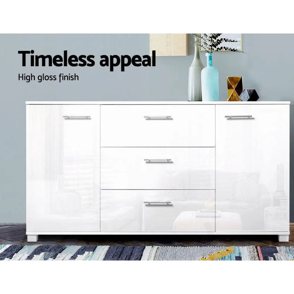 Artiss High Gloss Sideboard Storage Cabinet Cupboard - White Deals499