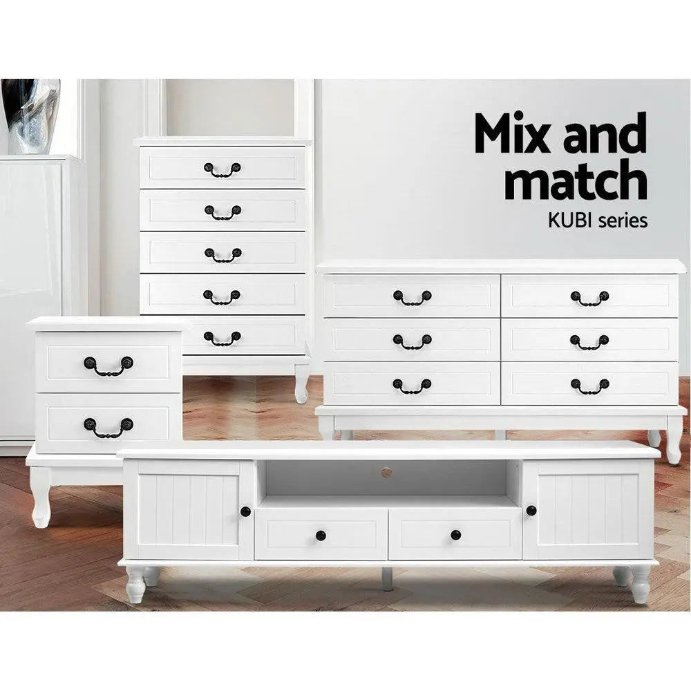 Artiss KUBI Bedside Tables 2 Drawers Side Table French Nightstand Storage Cabinet Deals499