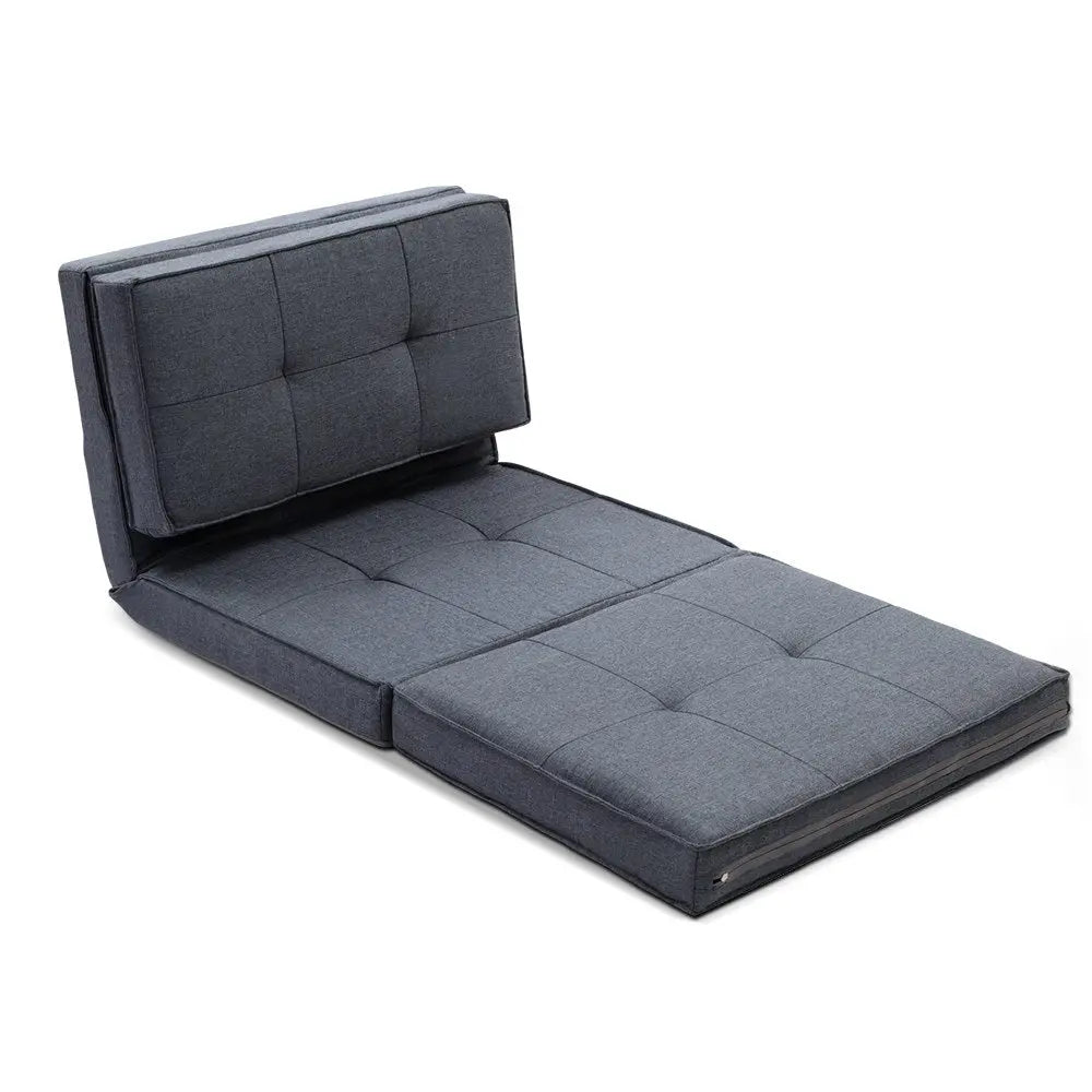 Artiss Lounge Sofa Bed Floor Couch Recliner Chaise Chair Futon Folding Grey Deals499