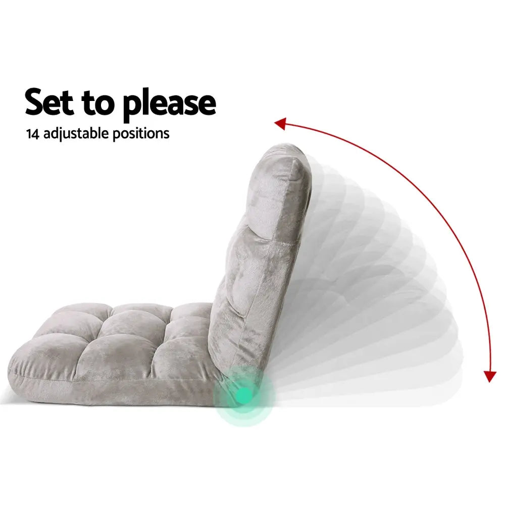 Artiss Lounge Sofa Floor Recliner Futon Chaise Folding Couch Grey Deals499