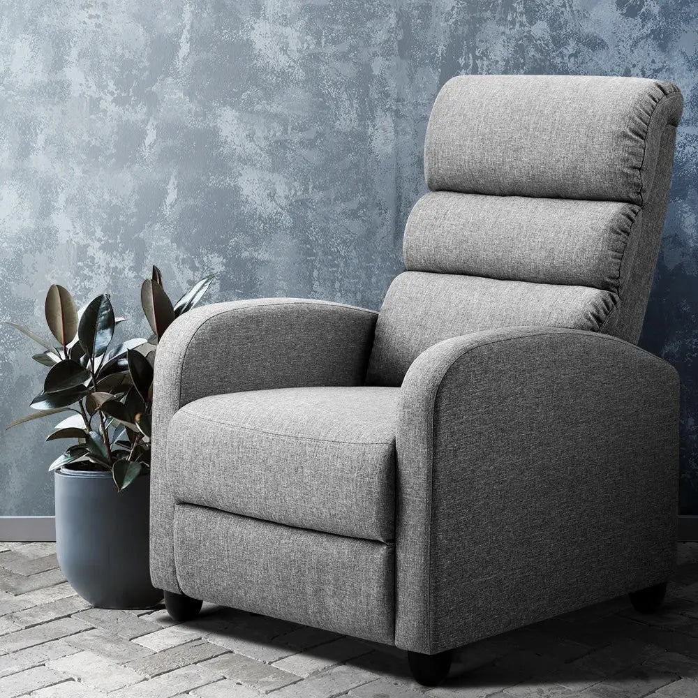 Artiss Luxury Recliner Chair Chairs Lounge Armchair Sofa Fabric Cover Grey Deals499