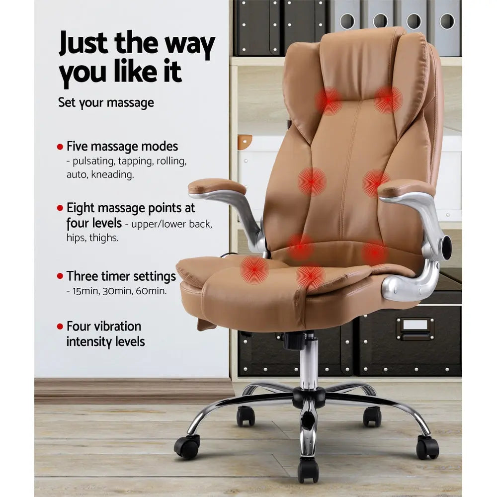 Artiss Massage Office Chair Gaming Chair Computer Desk Chair 8 Point Vibration Espresso Deals499